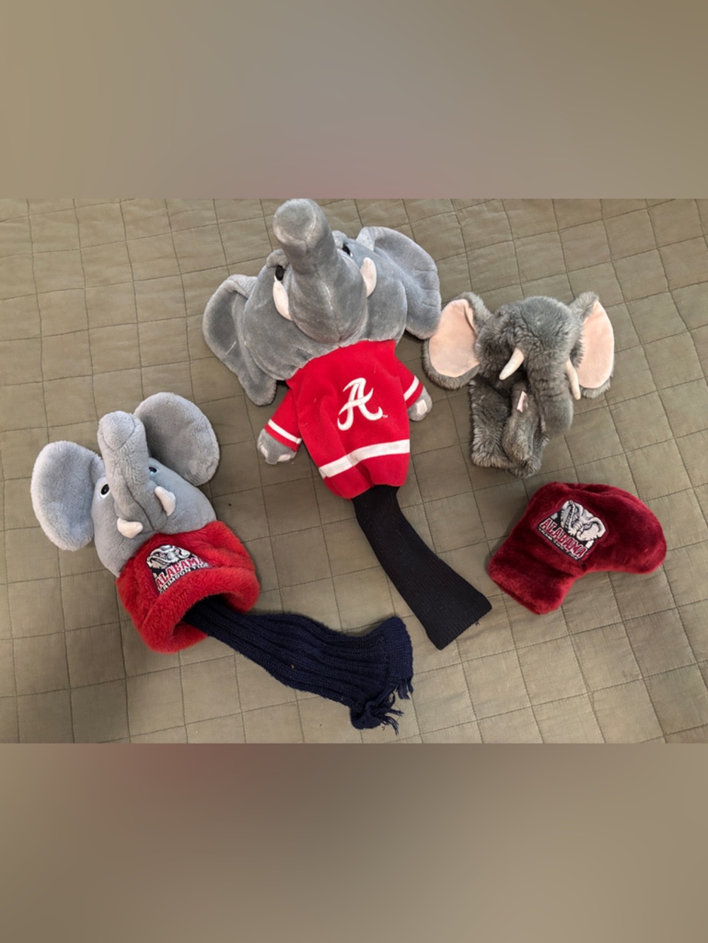 Lot of four Plush Alabama Crimson Tide Golf Club Headcovers - Gray and Red